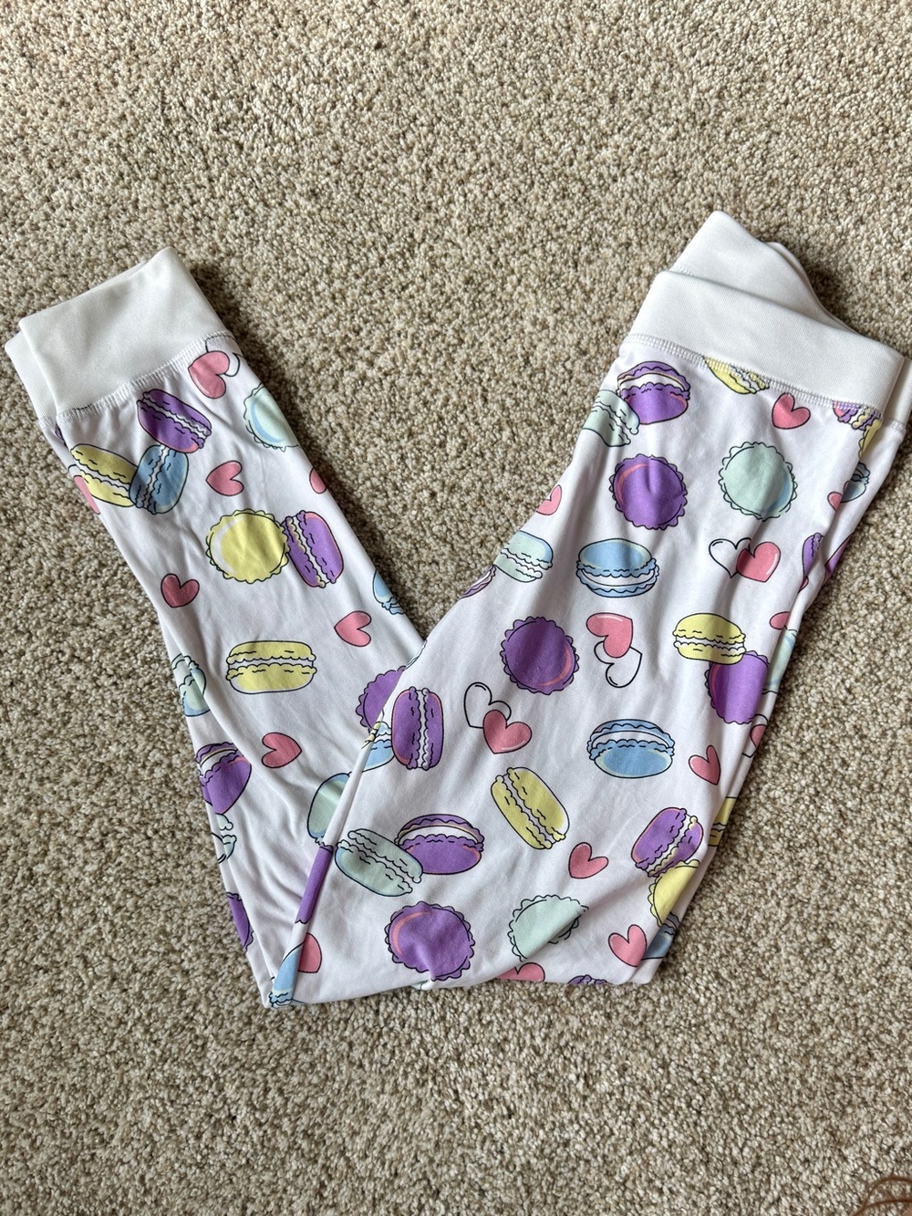Pastel Macaron Print Leggings - White Base